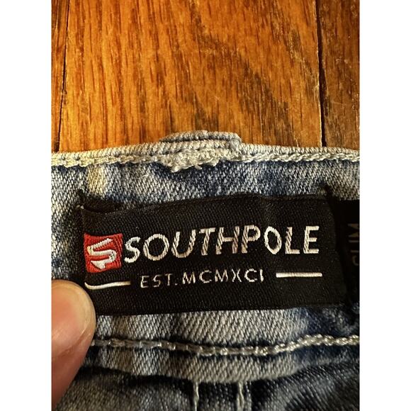 Southpole Men’s Denim Shorts Size 34 Slim Acid Wash Y2K - Picture 3 of 8